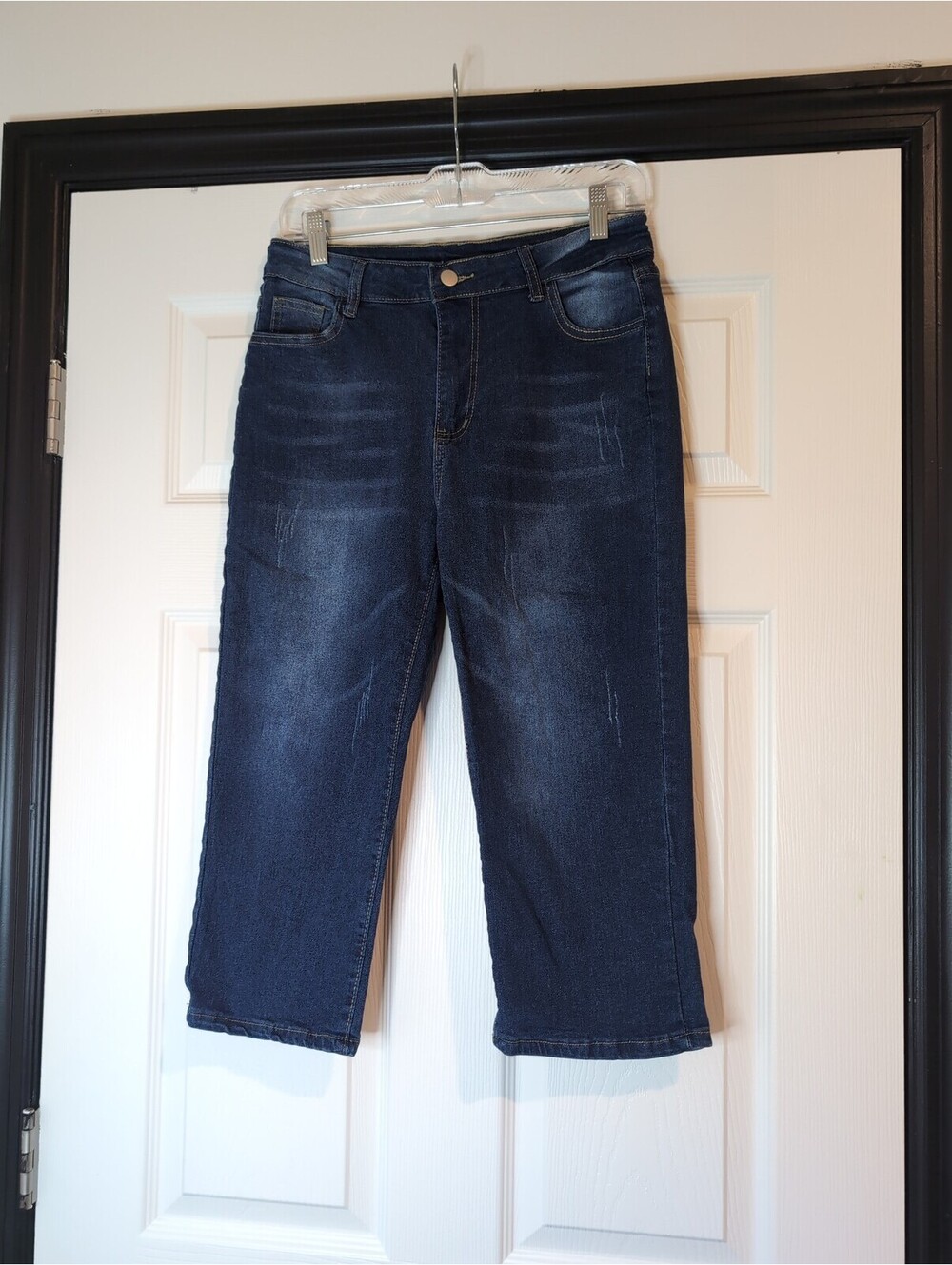 Large distressed denim Capri pants